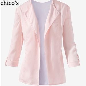 Chicos Roll-Tab Drape Jacket- Solid Whisper Pink
